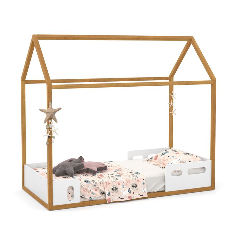 KIDSCOOL Cama casita LIV blanca caramelo
