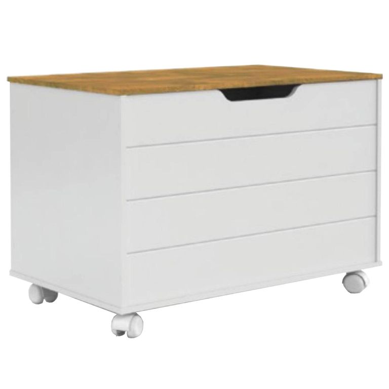 Baul blanco tapa madera