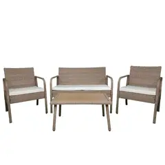 EL BARCO - Juego de Living de Terraza Florencia 4 Personas Café Oscuro