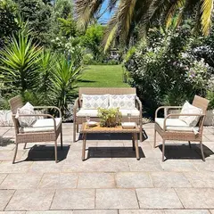 EL BARCO - Juego de Living de Terraza Florencia 4 Personas Café Oscuro