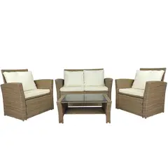 EL BARCO - Juego de Living de Terraza Kanpur 4 Personas Café Oscuro