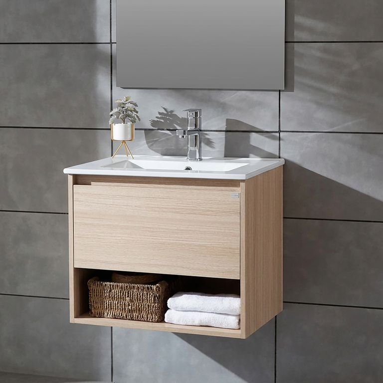 Mueble con lavamanos c/rebalse 1cajón 1repisa 50 cm color soft