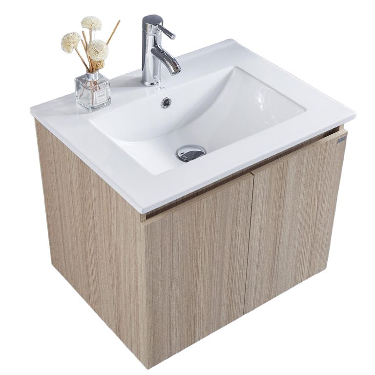 Mueble con lavamanos de loza vitrificada c/rebalse 2p 60 cm color soft