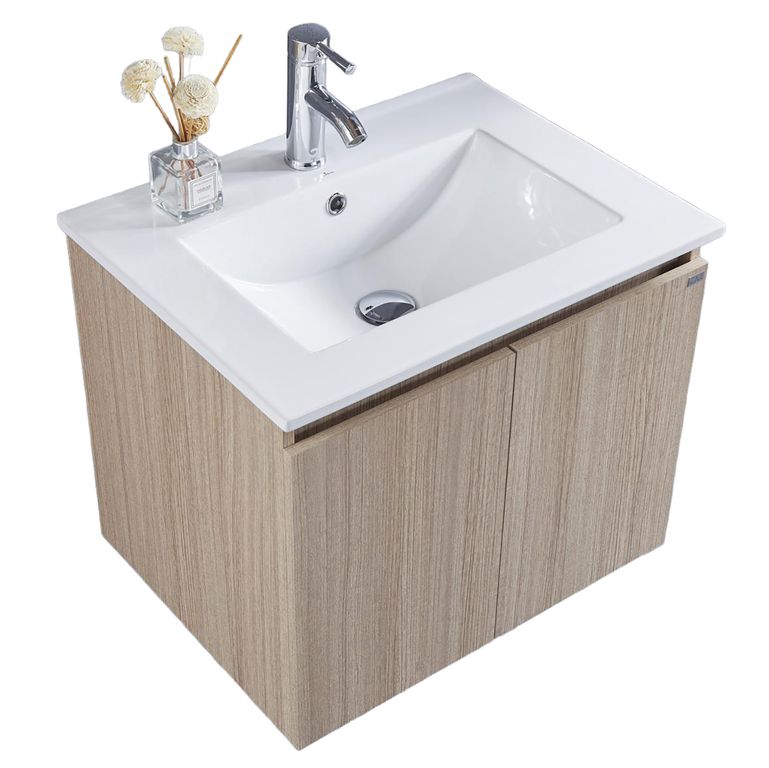 Mueble con lavamanos de loza vitrificada c/rebalse 2p 70 cm color soft