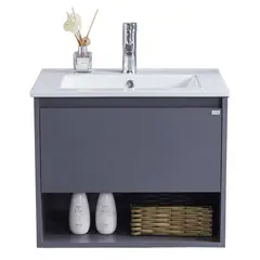 KLIPEN - Mueble con lavamanos c/rebalse 1c 1r 60 cm color silver gray