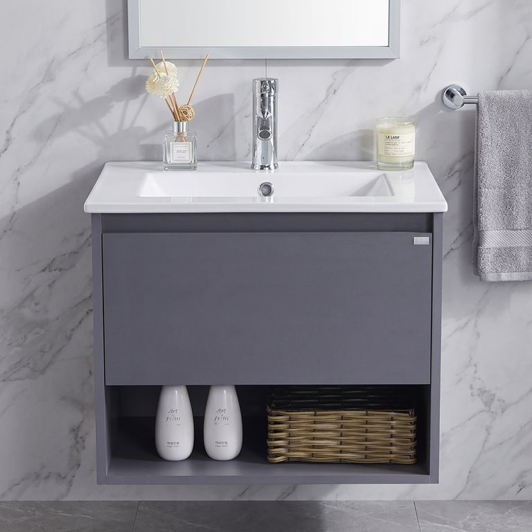 Mueble con lavamanos c/rebalse 1c 1r 60 cm color silver gray