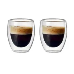 IMPORTADORA USA - Set 2 Mug 300 ml Vidrio Doble Pared Café