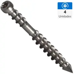 MAMUT - Tornillo Tirafondo Cabeza Torx Madera 80 mm 8 mm 4 Unidades