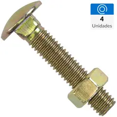 MAMUT - Perno coche con tuerca 1/4 x 2" zincado amarillo 4unid