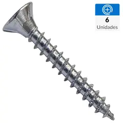 MAMUT - Tornillo Tirafondo Cabeza Plana Madera 50 mm 4 mm 6 Unidades