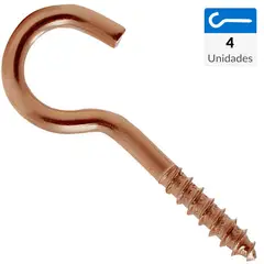 MAMUT - Cancamo abierto rosca madera N3 x 44 cobrizado 4unid