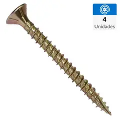 MAMUT - Tornillo Tirafondo Cabeza Torx Madera 55 mm 3.9 mm 4 Unidades