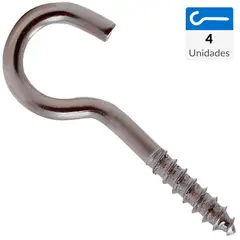 MAMUT - Cancamo abierto rosca madera N5 x 60 niquelado 4unid