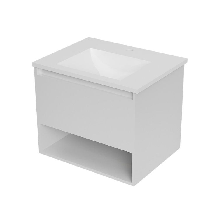 Mueble con lavamanos de loza c/rebalse 1c 1r 60 cm color blanco