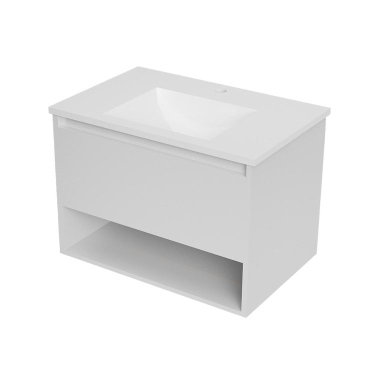 Mueble con lavamanos de loza c/rebalse 1c 1r 70 cm ancho color blanco