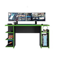 HOME MOBILI - Escritorio Gamer Negro-Verde MDP 74,5x135,6x57 cm