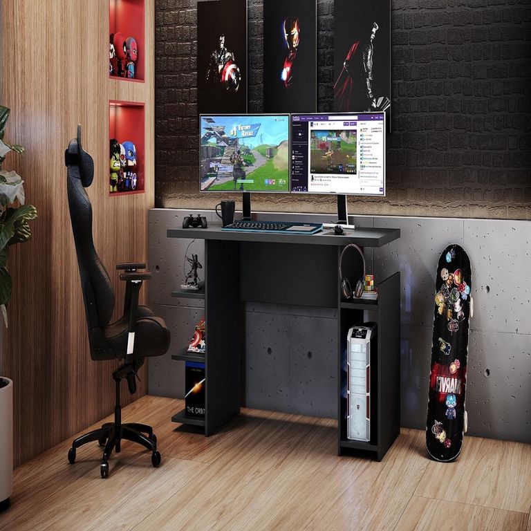 Escritorio Gamer Negro MDP 74,5x135,6x57 cm