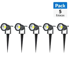 HB LEDS - Pack 5 Focos Led Estaca Jardín 7 W No tiene 420 lm Luz Fría