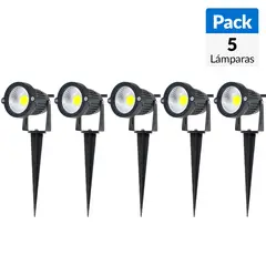 HB LEDS - Pack 5 Focos Estaca Led Jardín 7 W IP00 300 lm Luz Cálida