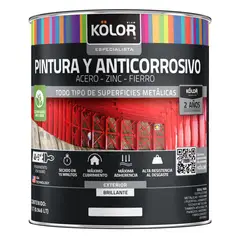 KOLOR - Pintura y anticorrosivo base agua brillante negro 1/4GL