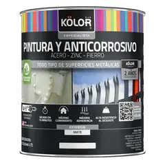 KOLOR - Pintura y anticorrosivo base agua mate negro 1/4GL