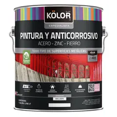 KOLOR - Pintura y anticorrosivo base agua brillante gris perla 1 galón