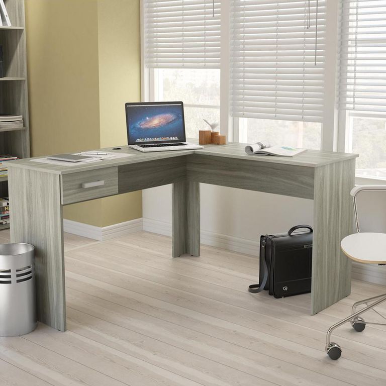 Escritorio en L Esquinero Pecan Nórdico Artico 119x75.5x135 cm