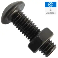 MAMUT - Perno cabeza boton M4 x 8 mm c/tuerca pavonado negro 3u