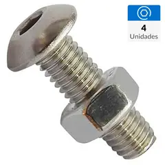 MAMUT - Perno cabeza boton acero inoxidable c/tuerca M2 x 12 mm 4 unid