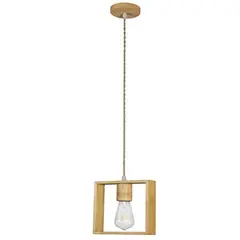 HB LEDS - Lámpara Colgante Madera Decorativa Cuadrada E-27