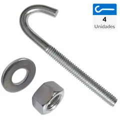 MAMUT - Gancho techo con tuerca y golilla 1/4 x 4 1/2 zincado 4 unid