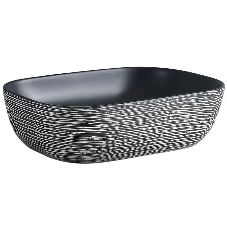 Lavamanos Sobrepuesto Forma Rectangular Loza 45.5x13.5x32 cm Gris