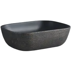 DOMSA - Lavamanos Sobrepuesto Forma Rectangular Loza 45.5x13.5x32 cm Negro/Dorado