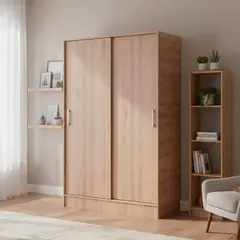 MOBIKIT - Clóset Corredera 2 Puerta(s) 5 Repisa(s) 120x180x55 cm Roble Santana