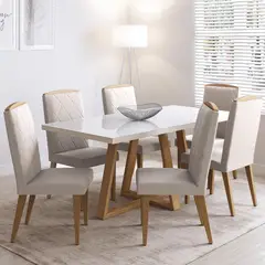 DECOCASA - Juego de Comedor Mara 6 Sillas Mesa Rectangular 89,1x79,4x179,6 cm Off White