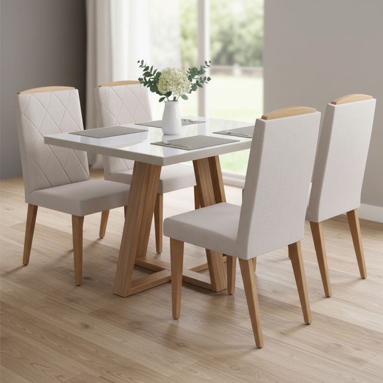 Juego de Comedor Mara 4 Sillas Mesa Rectangular 79,4x89,1x115,1 cm Blanco