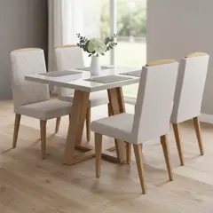 DECOCASA - Juego de Comedor Mara 4 Sillas Mesa Rectangular 79,4x89,1x115,1 cm Blanco