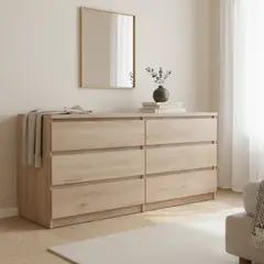 TVILUM - Cómoda 6 Cajón(es) Naia 153.8x70.1x50 cm Café Claro