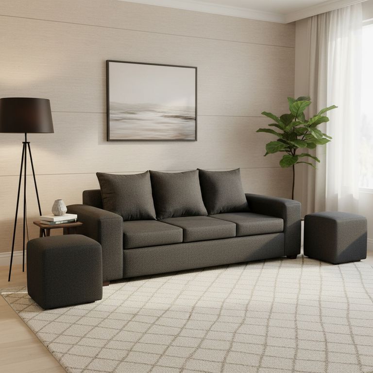 INTERMUEBLES Living 5 cuerpos Kahlo 225x86x80 cm Negro