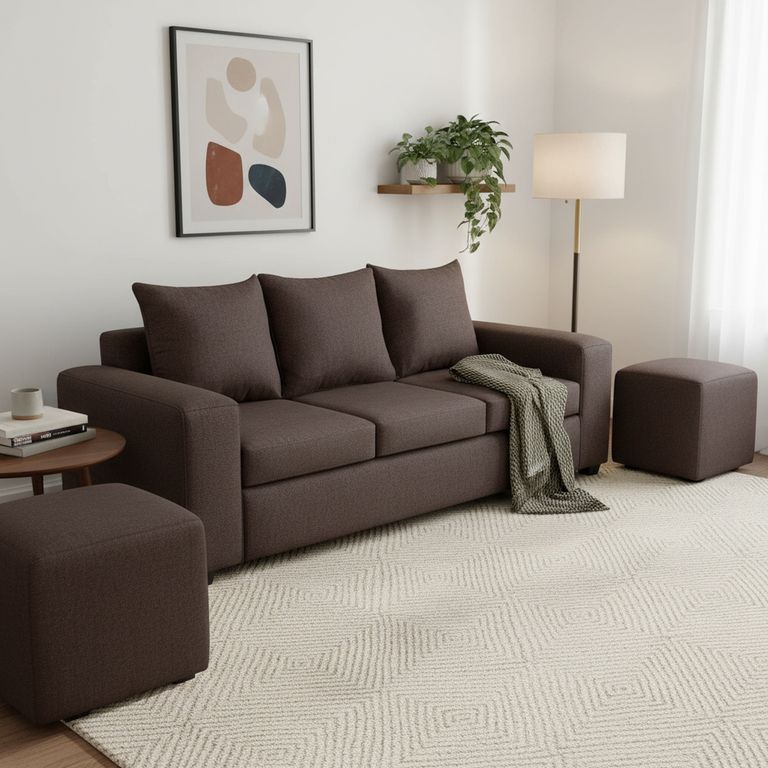 Set de Sofás Kahlo 3 Cuerpos + 2 Pouf Tela
