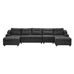 INNOVAMUEBLES - Sofá Seccional 5 cuerpos Le mans 391x90x159 cm Tela Negro