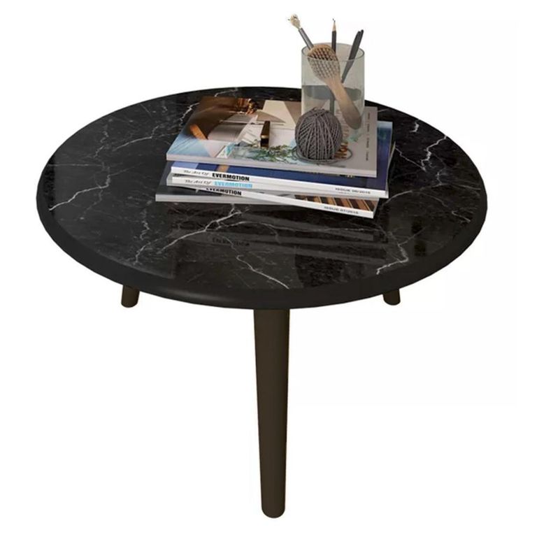 Mesa de centro negro marmol 35x59x59 cm