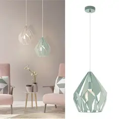 EGLO - Lámpara de Colgar Acero Verde Claro 1 luz 60W E27