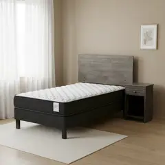 ROSEN - Cama 1.5 Plazas Europea Wave + Respaldo + Velador
