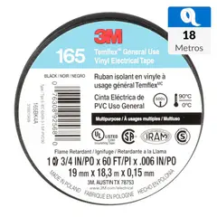 3M - Cinta Aisladora Eléctrica Uso General 19 mm x 18 m Negra