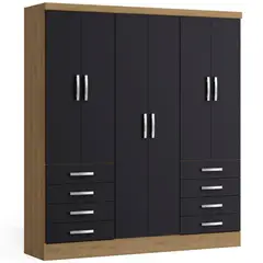 YARDAS - Clóset 1 Puerta(s) 1 Cajone(s) 1 Repisa(s) 180x202x23 cm Freijo/Negro