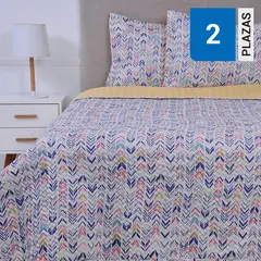 MASHINI - Cubrecama Quilt Estampado 2 Plazas Guayama