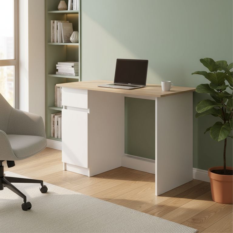 Escritorio New 100x50x80 cm blanco olmo alpino
