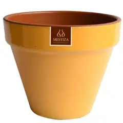 MESTIZA - Macetero Kony de Arcilla 8x7 cm Mostaza Dijon