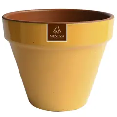 MESTIZA - Macetero Kony de Arcilla 15x12 cm Mostaza Dijon
